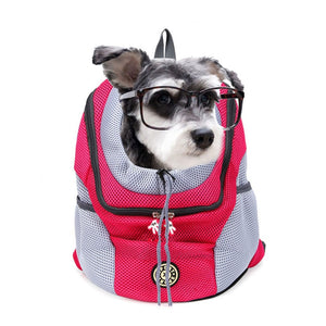 Venxuis New Out Double Shoulder Portable Travel Backpack Outdoor Pet Dog Carrier Bag Pet Dog Front Bag Mesh Backpack Head