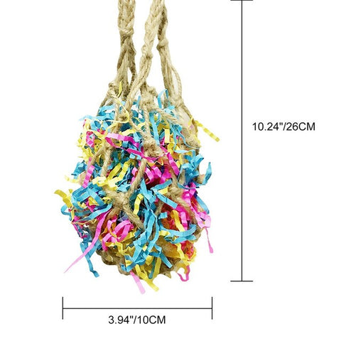 Parrot Climb Chew Toys Bite-resistant Hanging Toy Pet Bird Toy Rope Mesh Bag Including Colorful Wire-drawn