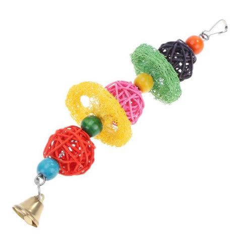 Parrot Toys Pet Bird Bites Climb Chew Toy Hanging Cockatiel Parakeet Climb Chewing Cage With Bell Bird Toys 12 Styles