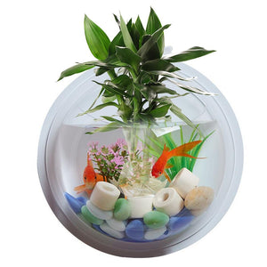 Fish Bowl Acrylic Wall Hanging Fish Tank Aquarium Vase Plant Decorative Flower Pot Transparent Dust Ball Cover Fish Bowl