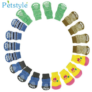 HOT! Fashion 4Pcs Cute Puppy Dogs Pet Knits Socks Cotton Anti Slip Skid Bottom 4 SIZES Levert Dropship MAR22