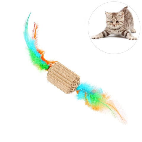 2019 New Cat Toy Chew Cats Toys Colorful Feather Funny Playing Toys Carrot Dumbell For Cats Kitten Interactive Pet Toy Cat Toys