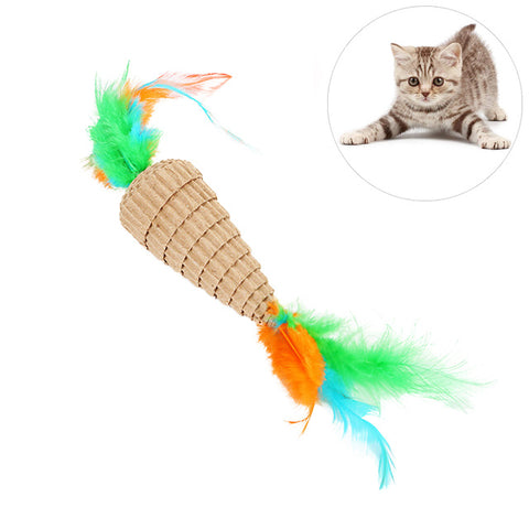 2019 New Cat Toy Chew Cats Toys Colorful Feather Funny Playing Toys Carrot Dumbell For Cats Kitten Interactive Pet Toy Cat Toys