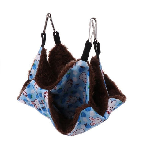 Pet Hammock Double-layer Plush Soft Winter Warm Hanging Nest Sleeping Bed Small Pets Hamster Squirrel Chinchilla House