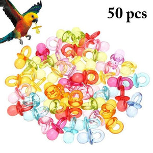 50PCS Bird Toy Nipple Shape Bird Chew Toy Pet Teething Toy Parrot Toys Nipple Bite  Colorful Birds Supplies DIY Accessory