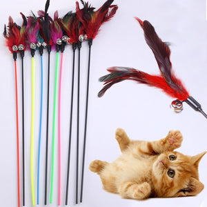 Sale Natural Feather With Small Bell Cat Toys Funny Cat Hot Sale Black Coloured Pole 1PCS Stick Like Birds Random Color