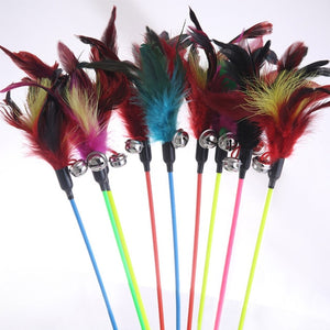 Sale Natural Feather With Small Bell Cat Toys Funny Cat Hot Sale Black Coloured Pole 1PCS Stick Like Birds Random Color