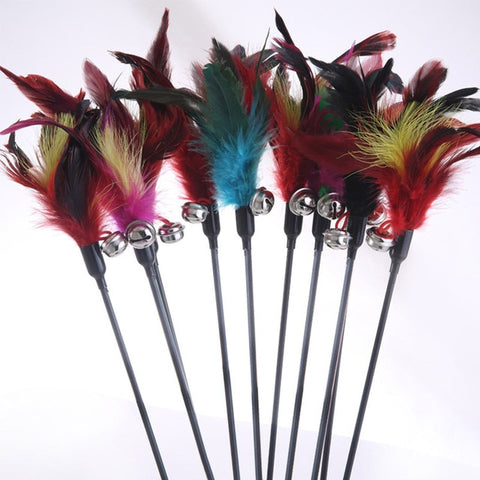 Sale Natural Feather With Small Bell Cat Toys Funny Cat Hot Sale Black Coloured Pole 1PCS Stick Like Birds Random Color