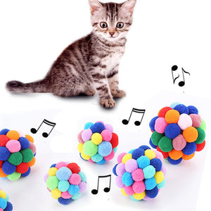 1pcs Pet Cat Toys Colorful Ball With Sound Funny Treats Ball For Cats Kitten toy