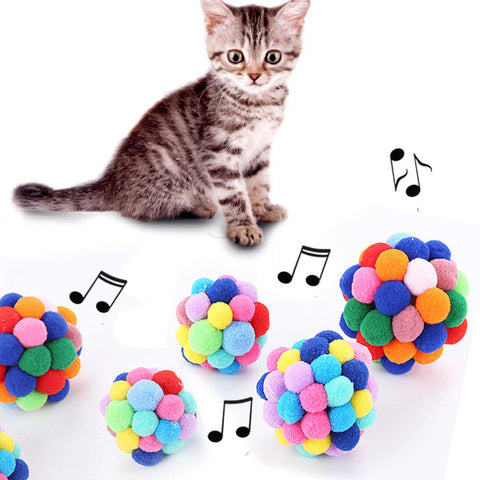 1pcs Pet Cat Toys Colorful Ball With Sound Funny Treats Ball For Cats Kitten toy