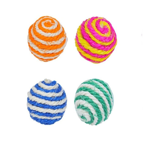 Pet Cat Kitten Sisal Weave Ball Toys Cat Kitten Teaser Interactive Play Scratch Catch Chewing Toy Funny Cat Cotton Knot Ball Toy