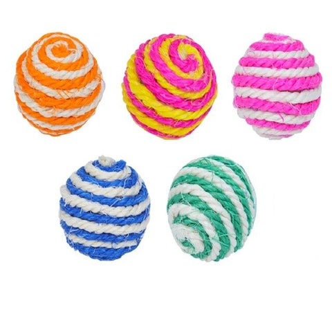 Pet Cat Kitten Sisal Weave Ball Toys Cat Kitten Teaser Interactive Play Scratch Catch Chewing Toy Funny Cat Cotton Knot Ball Toy