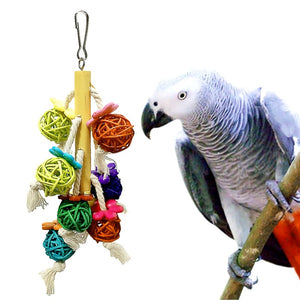 Funny Pet Parrot Toys Rattan Birds Swing Ball Toy with Bells String Christmas Hanging Climbing Decorations for Cages x