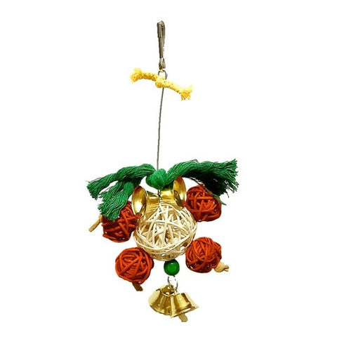 Funny Pet Parrot Toys Rattan Birds Swing Ball Toy with Bells String Christmas Hanging Climbing Decorations for Cages x