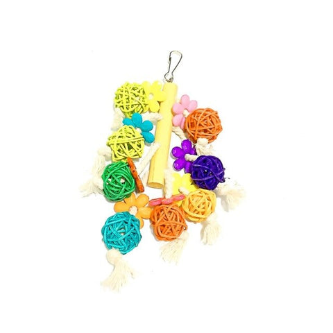 Funny Pet Parrot Toys Rattan Birds Swing Ball Toy with Bells String Christmas Hanging Climbing Decorations for Cages x