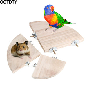 OOTDTY Pet Parrot Wood Platform Stand Rack Toy Hamster Branch Perches For Bird Cage New