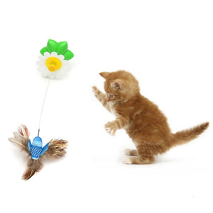 1 pcs Electric Dancing flying Birds made by feather with Hummingbird 360 Rotation Cat Toys for Teasing Birds Random Color