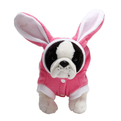 Warm Pet Dog Clothes with Caps Autumn Winter Cute Rabbit Ear Dog Footprint Puppy Dogs Dress French Bulldog Pullover Dog Clothing