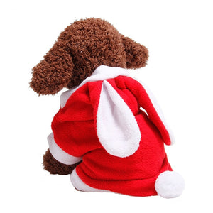 Warm Pet Dog Clothes with Caps Autumn Winter Cute Rabbit Ear Dog Footprint Puppy Dogs Dress French Bulldog Pullover Dog Clothing