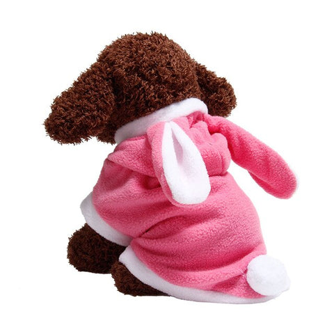 Warm Pet Dog Clothes with Caps Autumn Winter Cute Rabbit Ear Dog Footprint Puppy Dogs Dress French Bulldog Pullover Dog Clothing