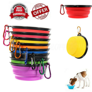 Dog Bowl Travel Collapsible Silicone Pets Bowl Food Water Feeding Foldable Cup Dish for Dogs Cat Drop Shipping 8 Colors