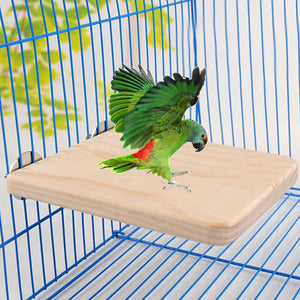 Hot Sale Natural Wood Parrot Bird Cage Perches Stand Platform Pet Parakeet Wooden Budgie Toys Hanging Supplies 13cmx9cm