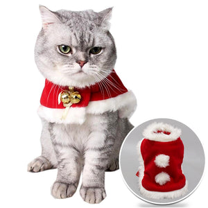 et Cute Christmas Costume Cape Dogs Cats Plush Lace Santa Claus Cloak With Hat Red Adjustable Scarf Bib For Cats