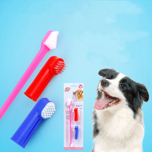 Hot Sale 3 Pcs/set Double Head Soft Pet Finger Toothbrush Teddy Dog Cat Puppy Teeth Care Cleaning Brush Pets Tools Supplies