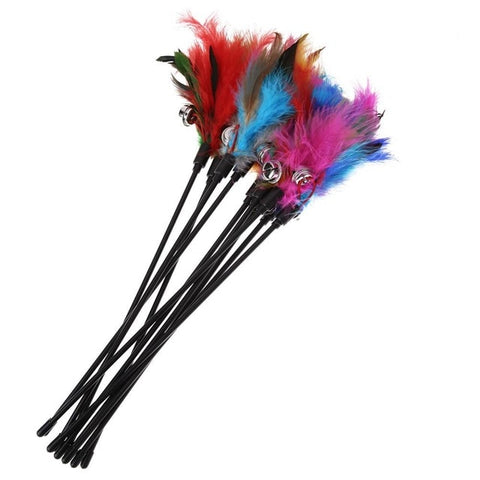 1PC 5Pcs Cat Toys Soft Colorful Cat Feather Bell Rod Toy for Cat Kitten Funny Playing Interactive Toy Pet Cat Supplies