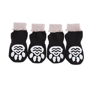 4pcs/pack Non-Slip Dog Socks Knitted Protective Paw Print Pet Puppy Shoes for Small Medium Large Dogs