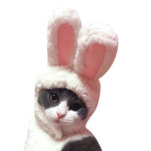 Dogs Cats Cartoon Costumes Cute White Rabbit Ear Shaped Hat Cap Dog Kitten Cosplay Headband  Year Party Accessory Po Props