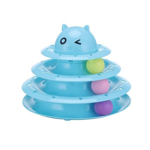 Funny Pet Interactive Toy Cat Colorful 3/4-Layer Plastic Tower Tracks Toy With Balls For IQ Traning