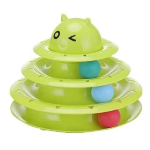 Funny Pet Interactive Toy Cat Colorful 3/4-Layer Plastic Tower Tracks Toy With Balls For IQ Traning