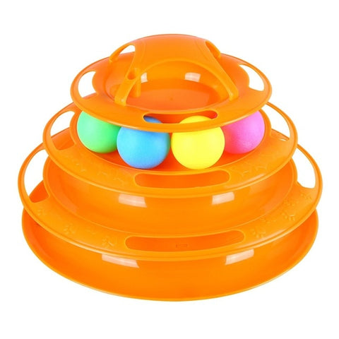 Funny Pet Interactive Toy Cat Colorful 3/4-Layer Plastic Tower Tracks Toy With Balls For IQ Traning