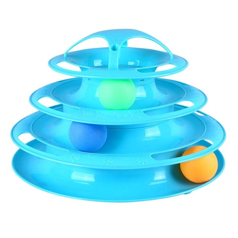 Funny Pet Interactive Toy Cat Colorful 3/4-Layer Plastic Tower Tracks Toy With Balls For IQ Traning