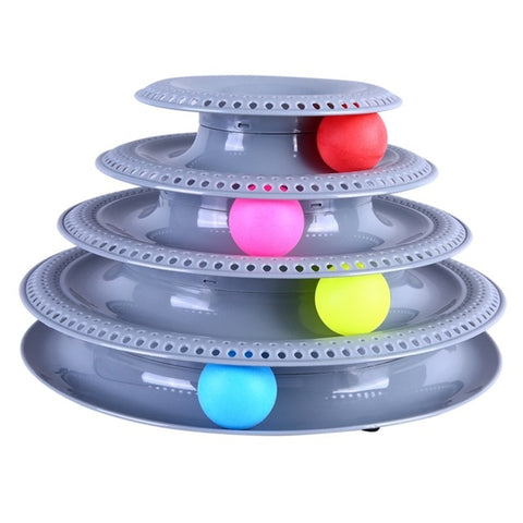 Funny Pet Interactive Toy Cat Colorful 3/4-Layer Plastic Tower Tracks Toy With Balls For IQ Traning