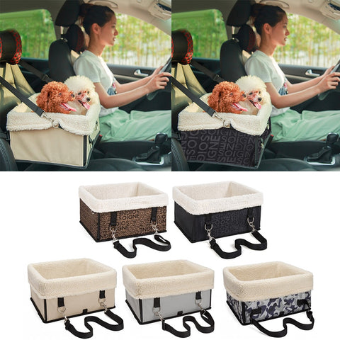 Behogar Pet Dog Car Seat Carrier Foldable Washable Warm Booster Carrying Bag Case for 5kg Dog Cat Small Animals Outdoor Supplies