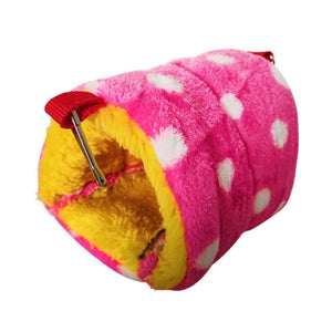 Small Animal Warm Hammock Hamster Winter Sleeping Bag with Dot Printing Hanging Cylinder Shape Cotton Nest For Small Animals