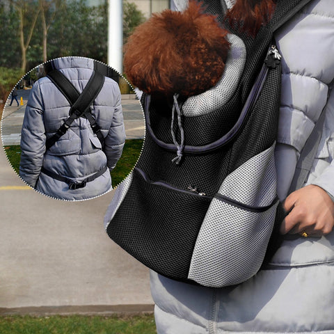 Pet Backpack Dog Bags Dog Carrier Pet Dog Oxford Cloth+Mesh Grid Front Bag Portable Travel Bag Mesh Backpack Double Shoulder Bag