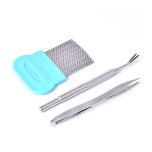 3 Pcs/set Stainless Steel Pet Flea Treatment Tick Removal Tool Set Fork Comb Clip Pets Supplies for Dog Cat