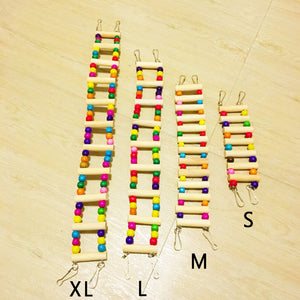 Newest Pet Bird Toy Colorful Parrot Wood Ladder Climb Hamster Small Pet Toys Rope Parrot Chew Bite Tool Cage Decor