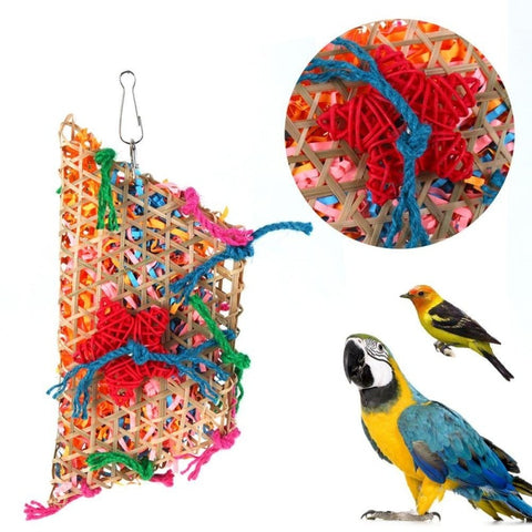 Cute Parrot Bird Chewing Toys Natural Bamboo Woven Cockatiel Bamboo Ladder Climbing Toys Bird Cage Supplies Pet Toy Product