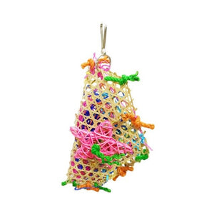 Cute Parrot Bird Chewing Toys Natural Bamboo Woven Cockatiel Bamboo Ladder Climbing Toys Bird Cage Supplies Pet Toy Product