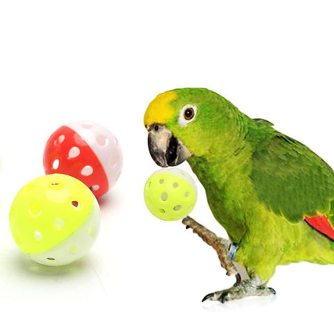 1pc Funny Parrot Toys Hollow Ball With Bell For Parakeet Cockatiel Bird Chewing Sound Toys