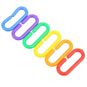 100pc Colorful Pet Bird C-clips Hooks Plastic C-links Glider Parrot Bird Cage Toy Rat Stairs Pet Products for Parrots Parakeets