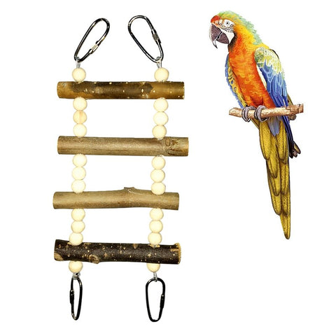 Pet Birds Parrot Swing Toys Climbing Ladder Wooden Colorful Multiple Patterns Optional And Chewing Hanging Rope