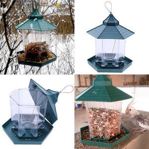 New Hanging Pavilion Bird Feeder Bird Food Container Outdoor Waterproof Bird Feeder Pet Supplies Home Garden Decoration Supplies