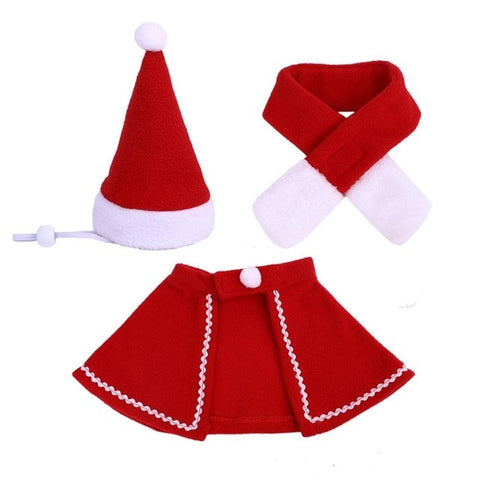 Christmas Pet Cape Hat Scarf Set Cat Cat Christmas Cloak Puppy Bib Festival Costume Set Pet Supplies