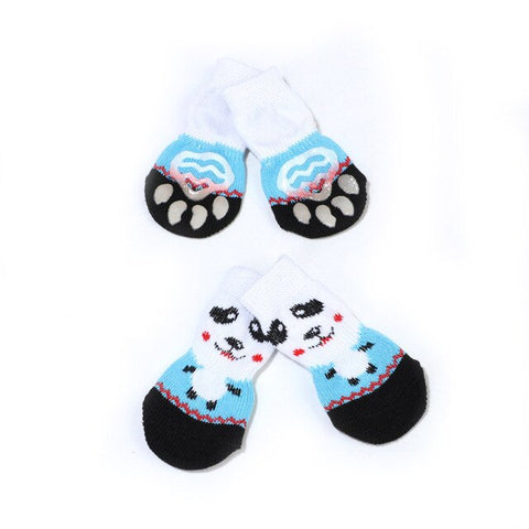 4pcs/Set Cute Puppy Dog Knit Socks for Small Dogs Cotton Anti-Slip Cat Autumn Winter Keep Warm Indoor Wear Slip On Paw Protector