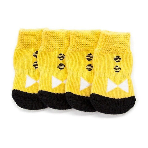 4pcs Pet Dog Knit Socks Christmas Pattern Printed Non-slip Cotton Socks Paws Cover Warm Shoes S M L XL